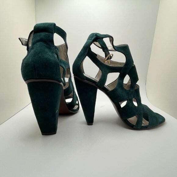 Steve Madden Green Suede Heeled Strappy Sandals Size 6M - Picture 4 of 10
